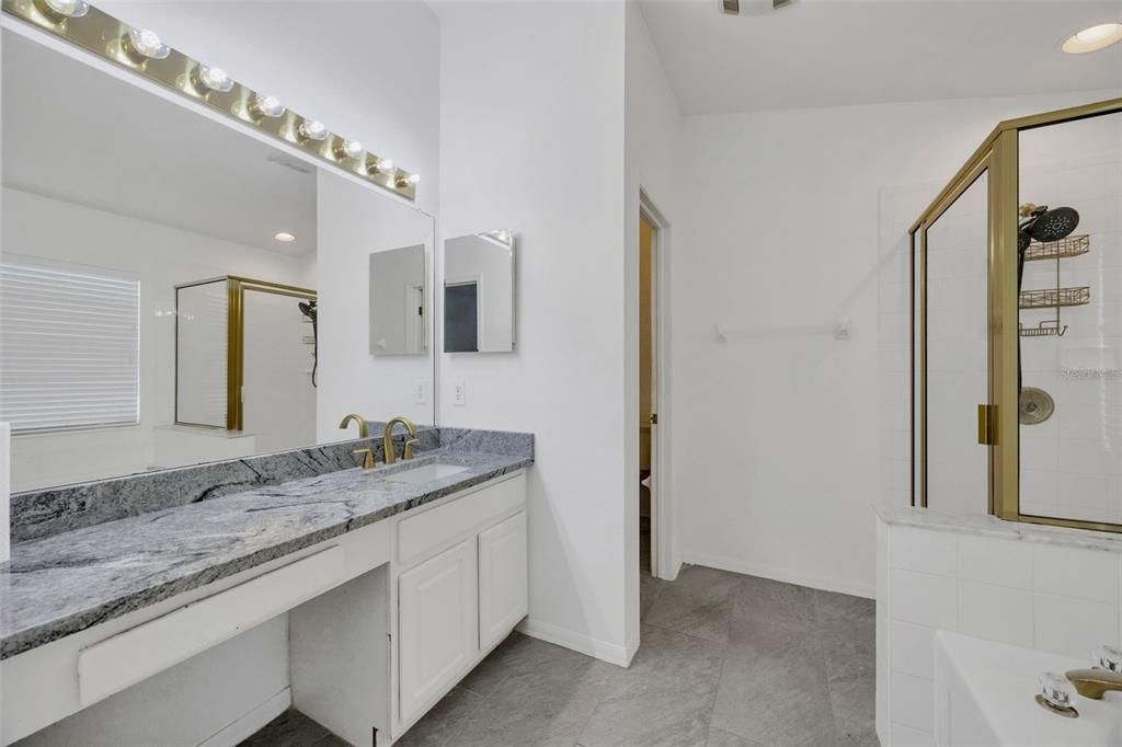 Bathroom, Dual Sink Vanities, Glass Shower, Interior, Recessed Lighting