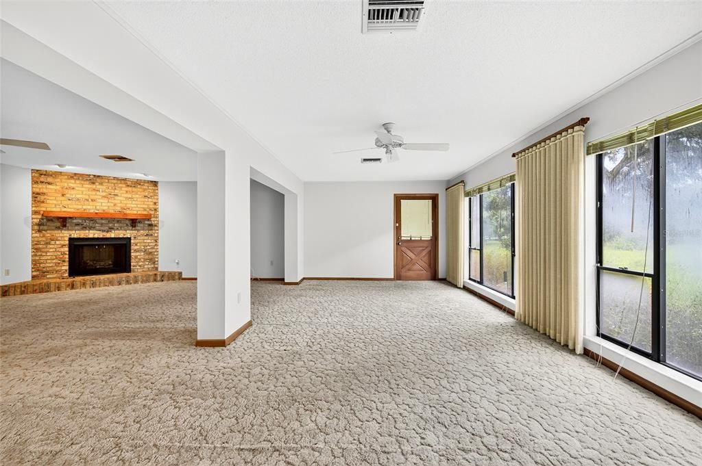 Empty room, Fireplace, Interior, Stone Walls
