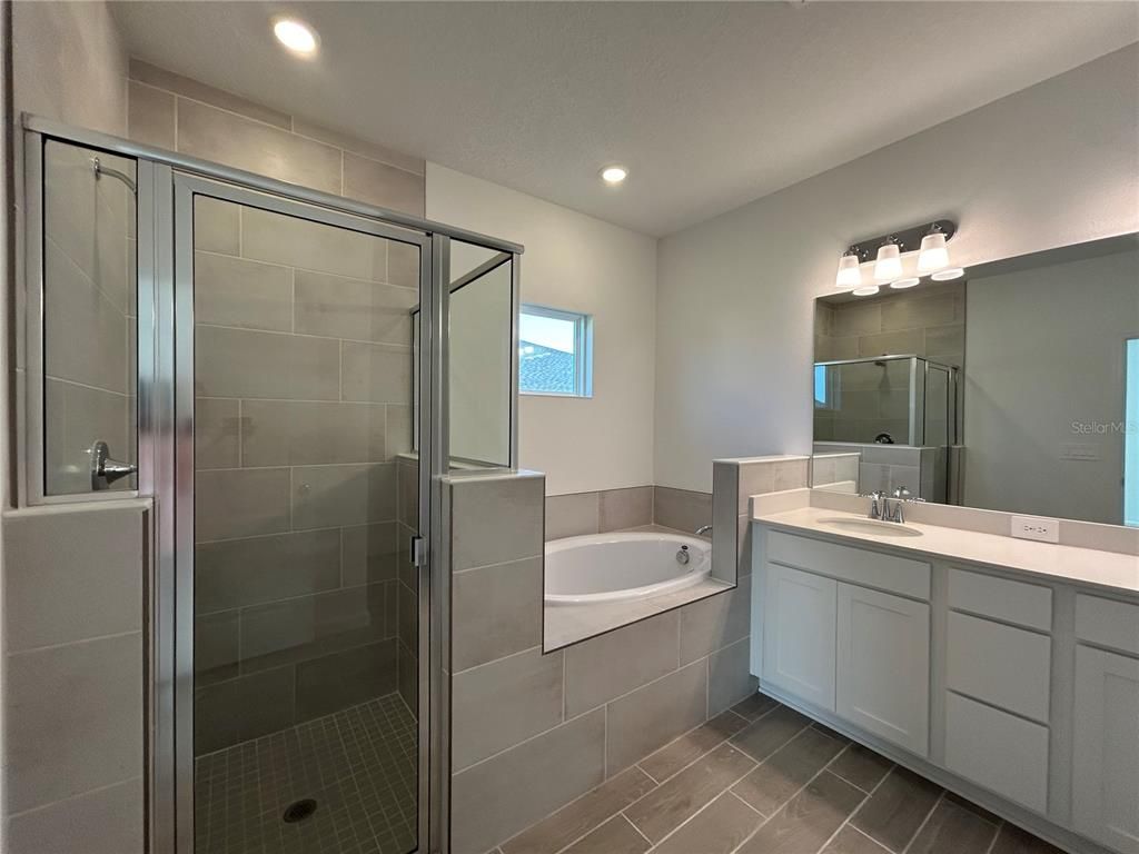 Bathroom, Dual Sink Vanities, Glass Shower, Interior, Recessed Lighting