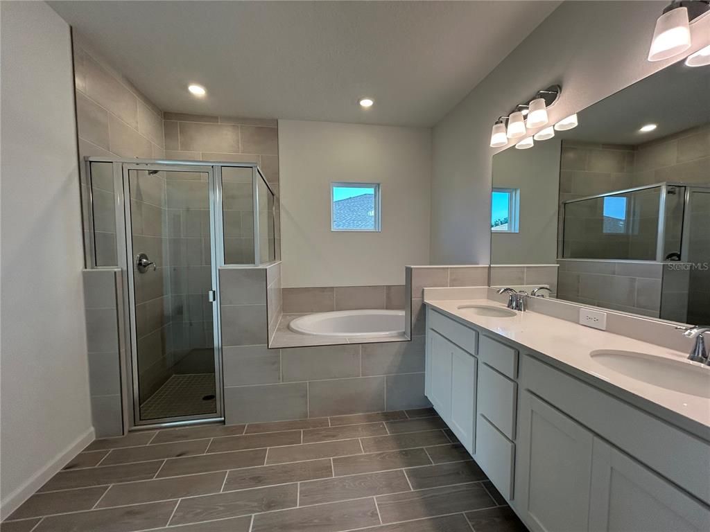 Bathroom, Dual Sink Vanities, Glass Shower, Interior, Recessed Lighting