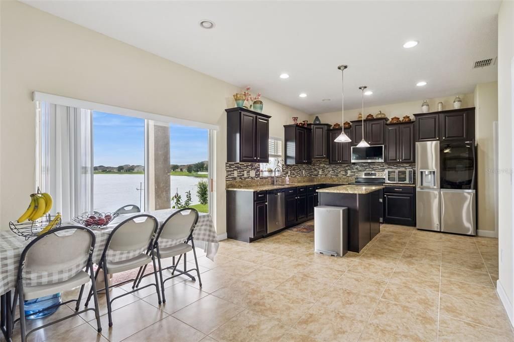 Dining room, Interior, Kitchen, Pendant Lights, Recessed Lighting, Stainless Steel Appliances, Water