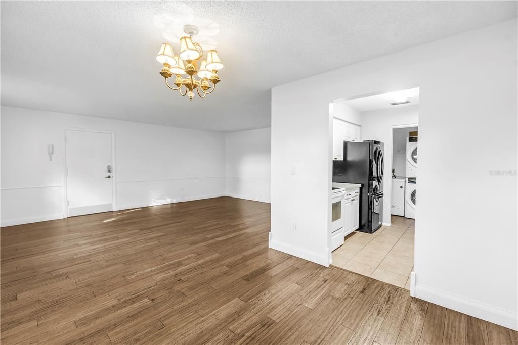 Chandelier, Empty room, Interior, Washer, Wood Texture Flooring