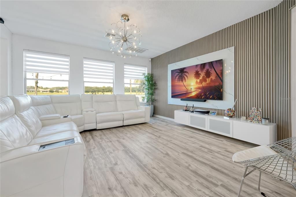 Interior, Living room, Pendant Lights, Wood Texture Flooring