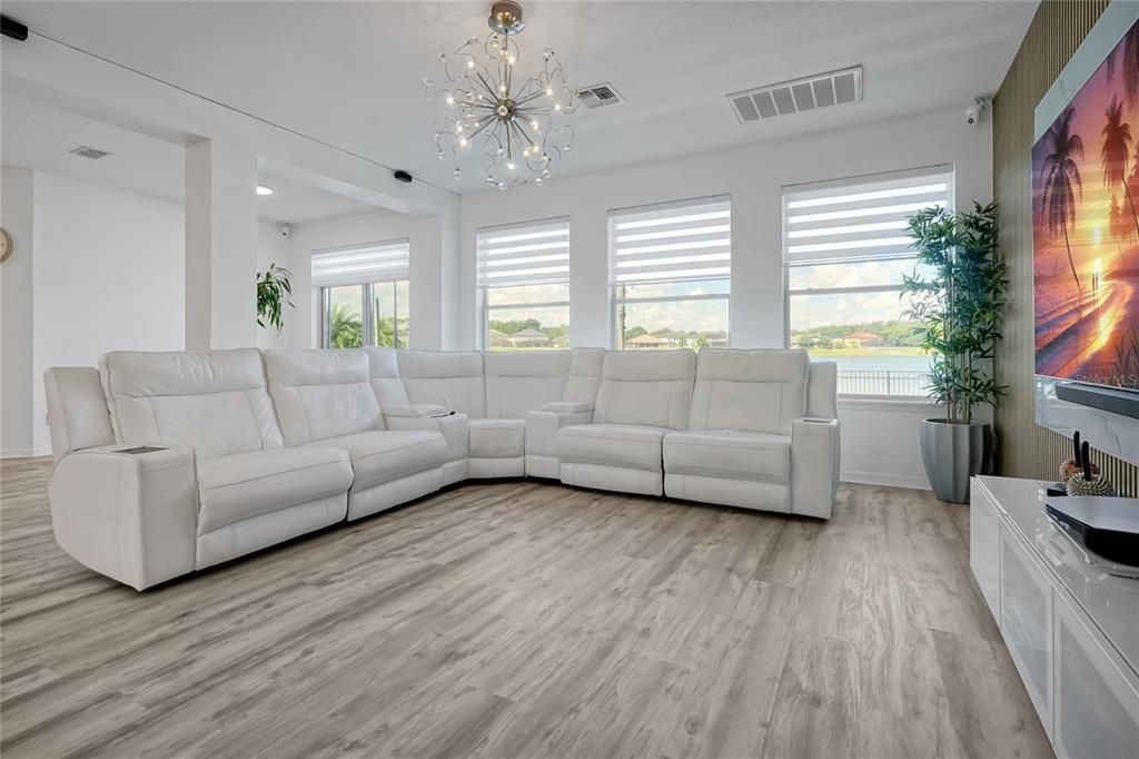 Interior, Living room, Pendant Lights, Wood Texture Flooring