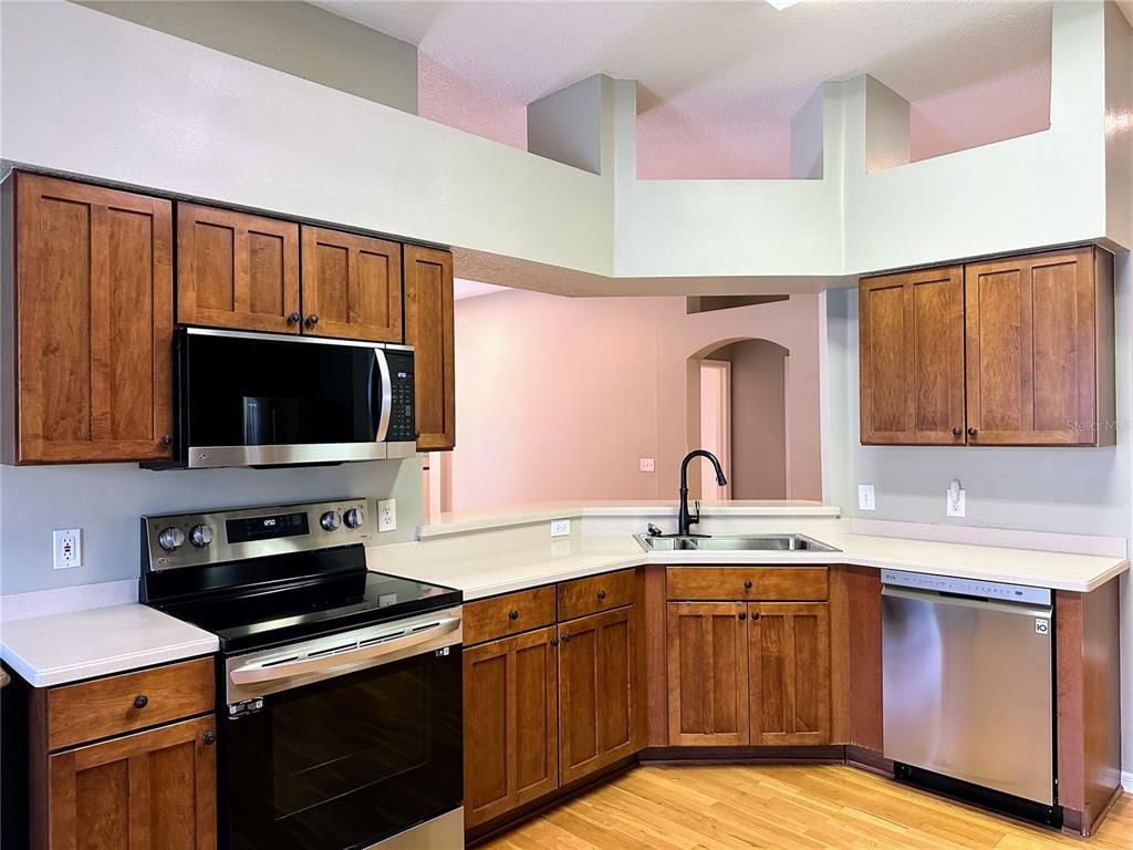 Interior, Kitchen, Stainless Steel Appliances, Wood Texture Flooring