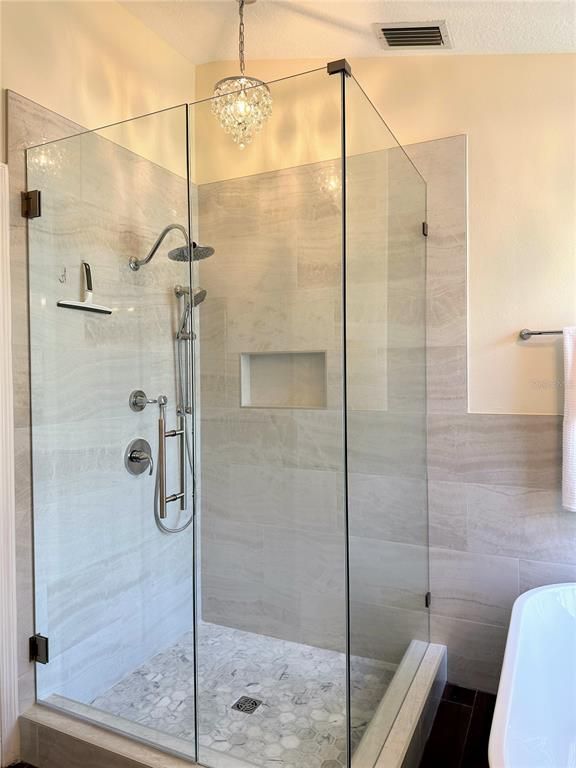Bathroom, Glass Shower, Interior, Pendant Lights