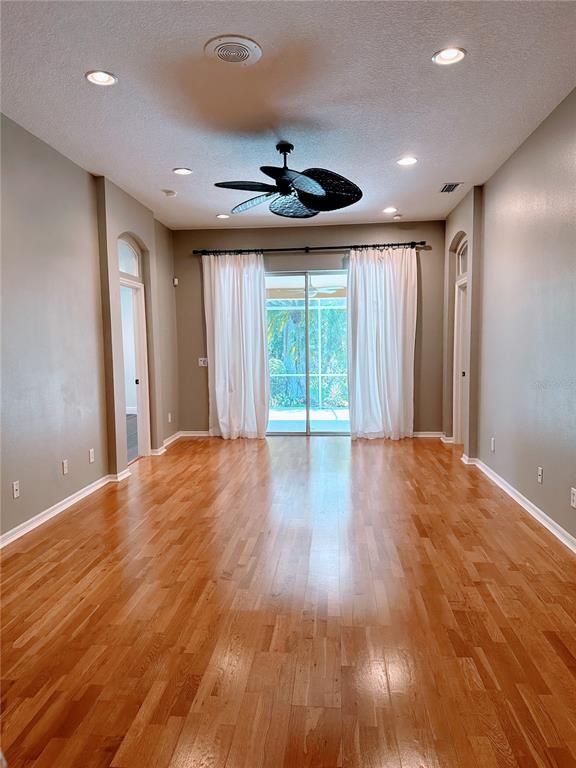 Empty room, Interior, Recessed Lighting, Wood Texture Flooring