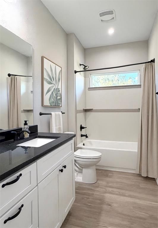 Bathroom, Interior, Recessed Lighting, Wood Texture Flooring