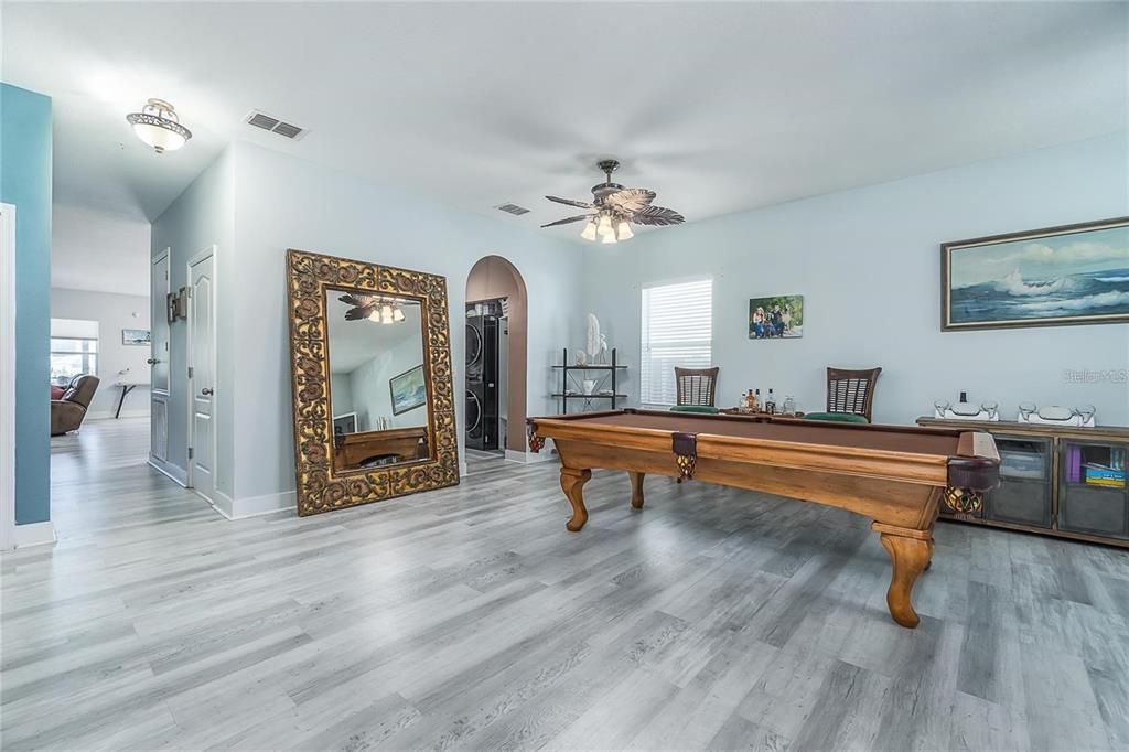 Billiard Table, Game Room, Interior, Wood Texture Flooring