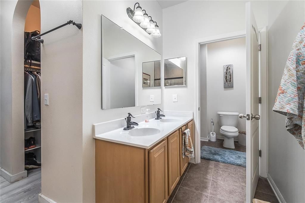 Bathroom, Dual Sink Vanities, Interior, Wood Texture Flooring