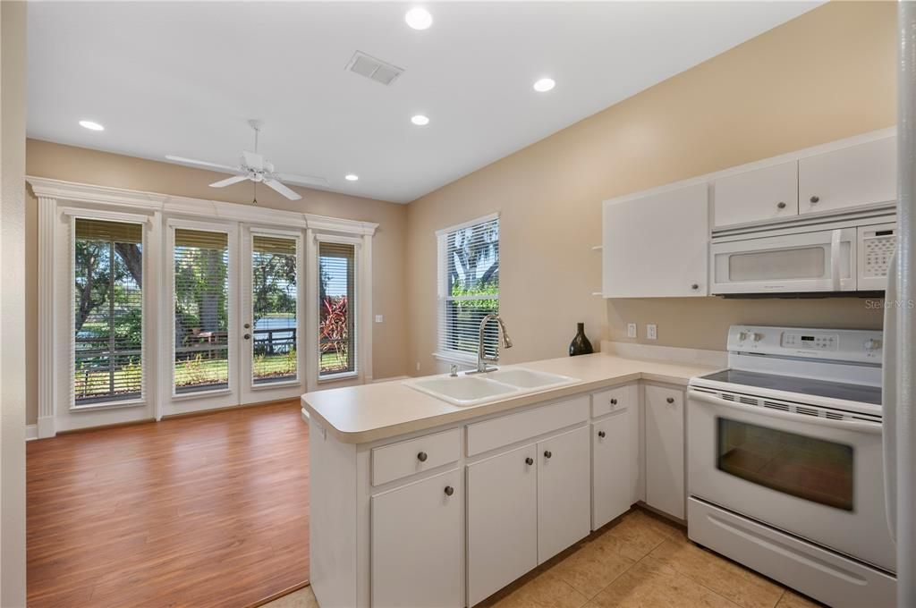Interior, Kitchen, Recessed Lighting, Wood Texture Flooring