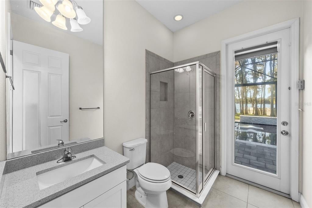 Bathroom, Glass Shower, Interior, Recessed Lighting