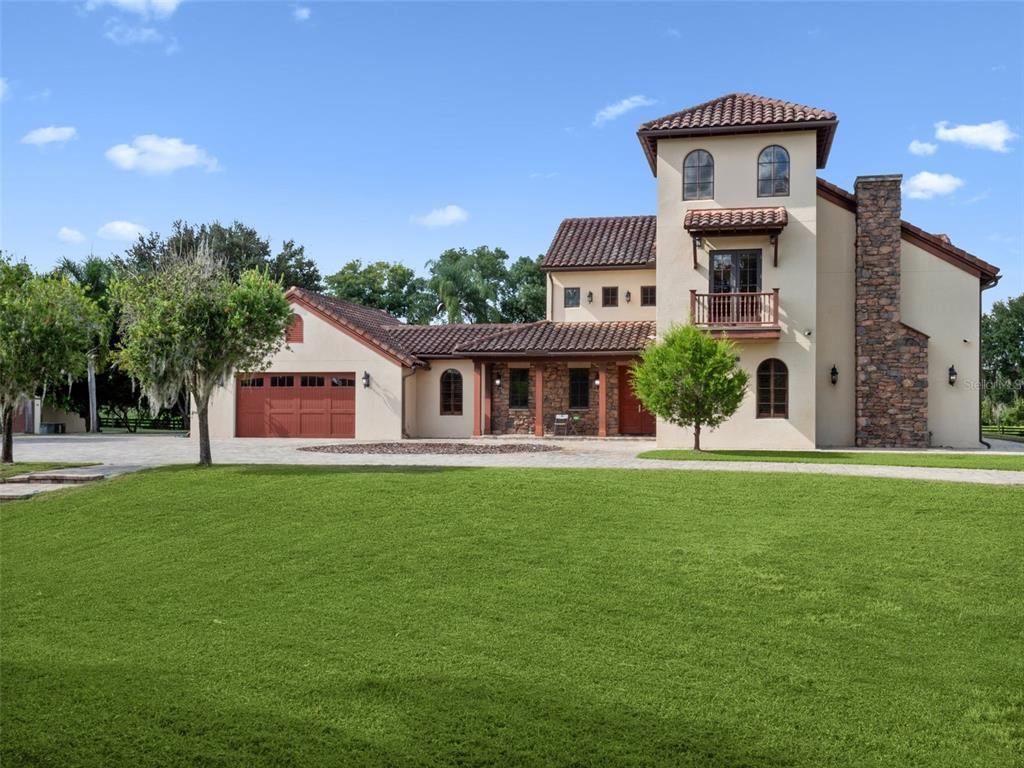 Attached, Backyard, Exterior, Facade, Mediterranean