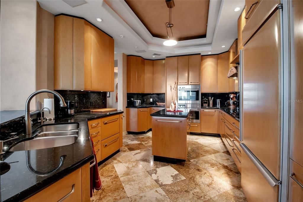 Interior, Kitchen, Pendant Lights, Recessed Lighting, Stainless Steel Appliances, Wooden Ceilings