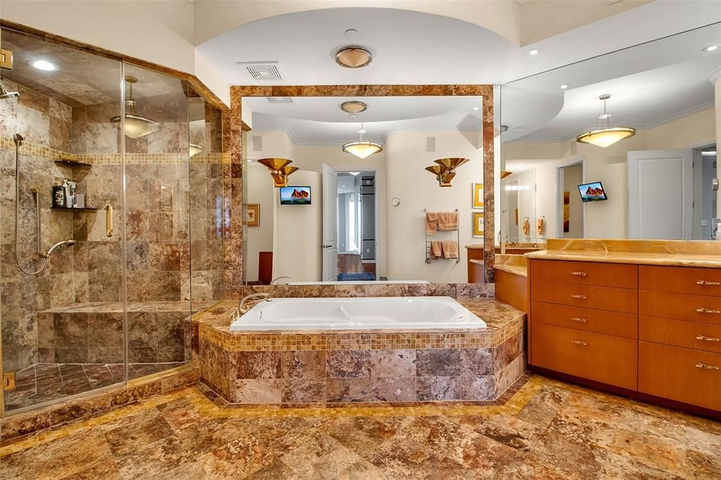 Bathroom, Glass Shower, Interior, Recessed Lighting
