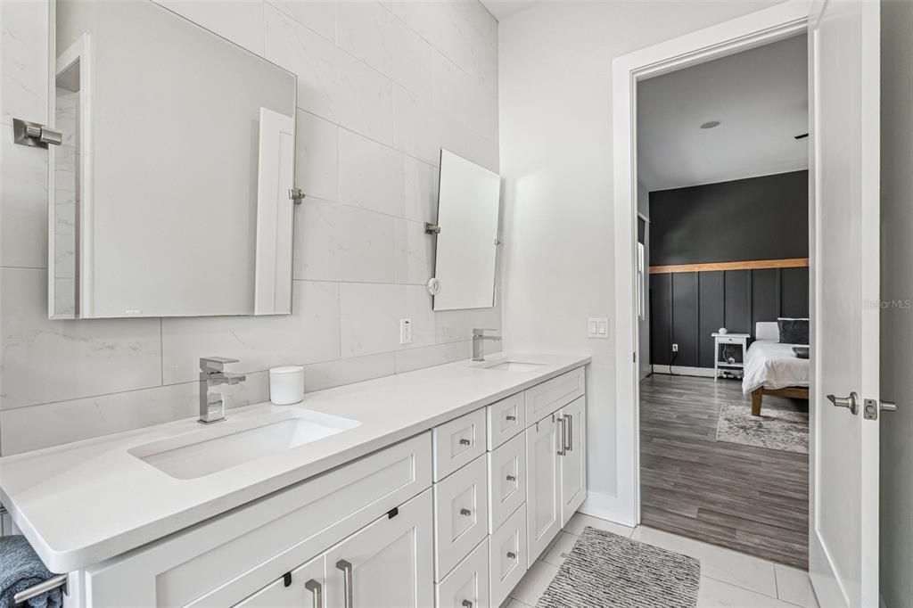 Bathroom, Bedroom, Dual Sink Vanities, Interior, Wood Texture Flooring