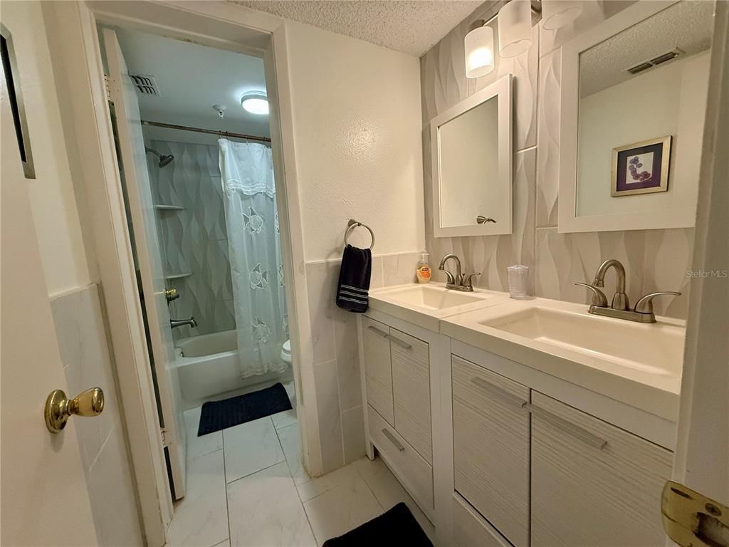 Bathroom, Dual Sink Vanities, Glass Shower, Interior, Marble