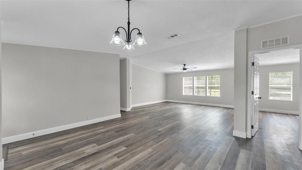 Chandelier, Empty room, Interior, Wood Texture Flooring