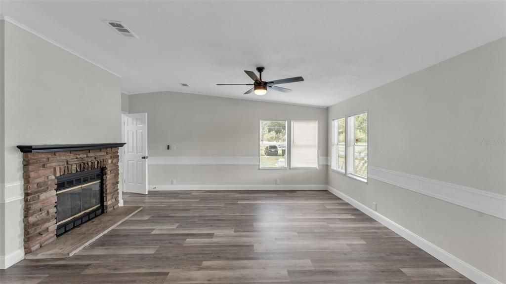 Empty room, Fireplace, Interior, Wood Texture Flooring