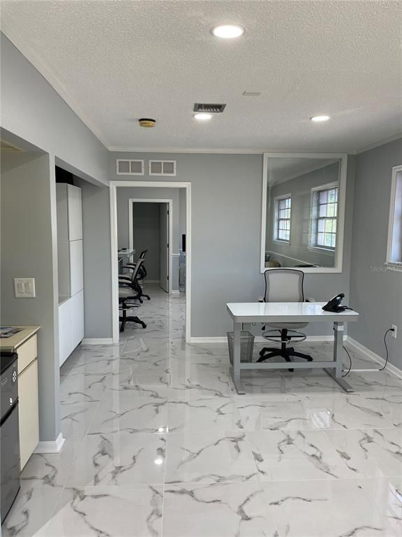 Home Office, Interior, Marble, Recessed Lighting