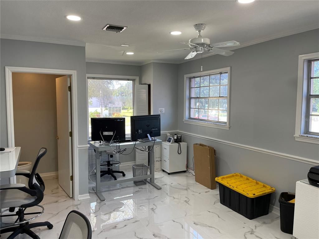 Home Office, Interior, Marble, Recessed Lighting