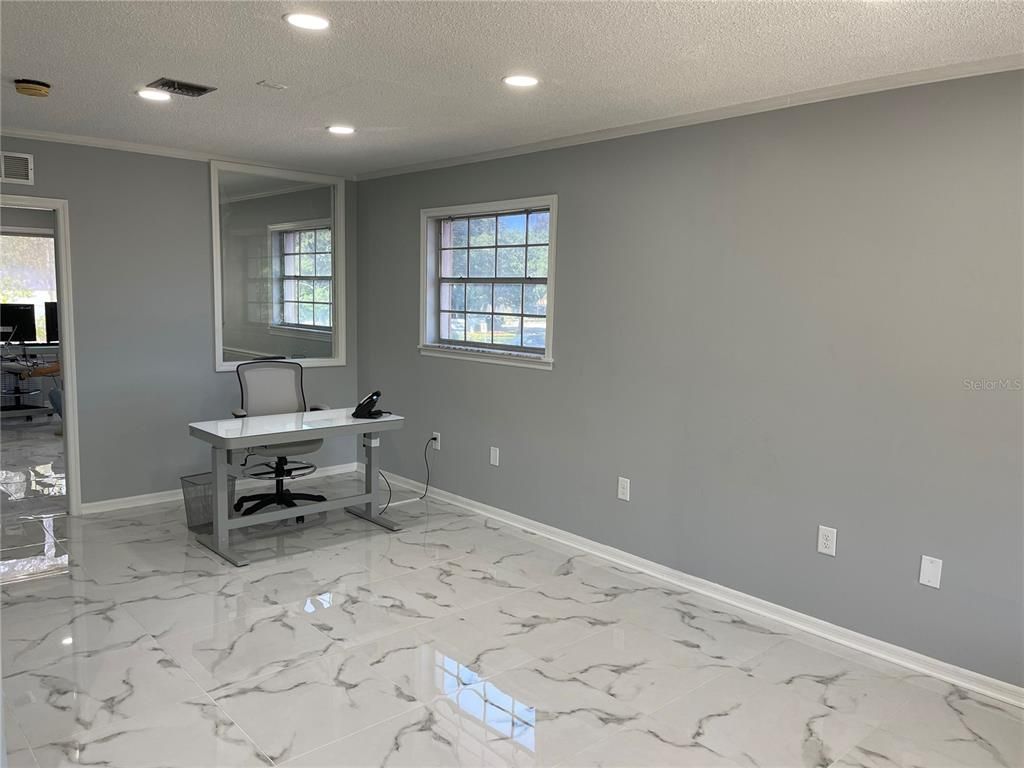 Home Office, Interior, Marble, Recessed Lighting