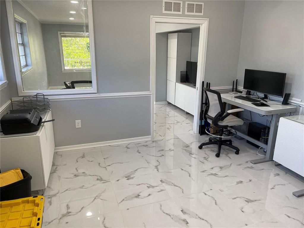 Home Office, Interior, Marble, Recessed Lighting