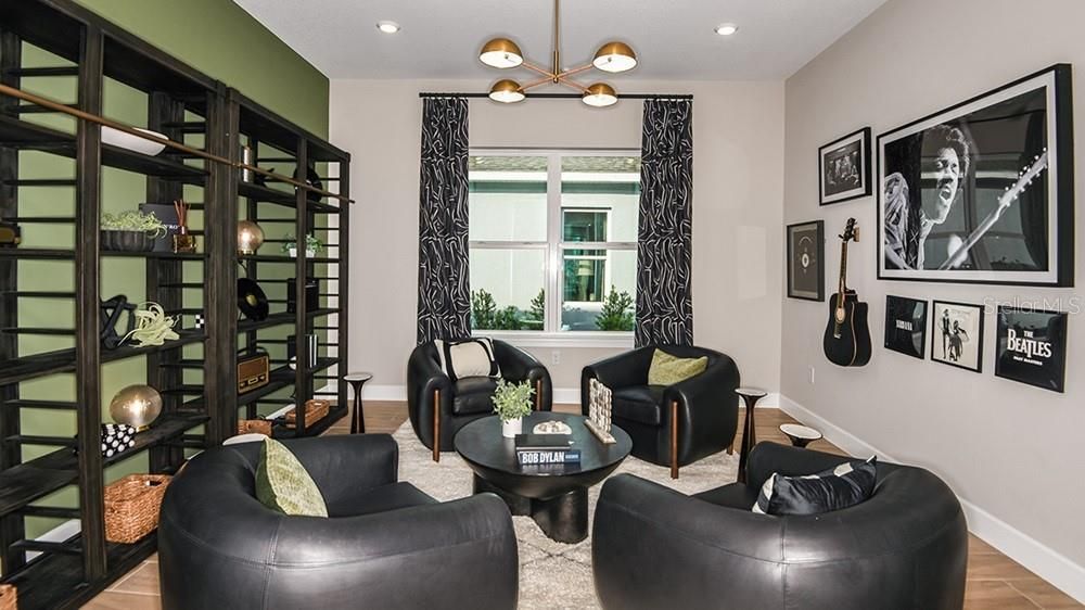 Interior, Living room, Pendant Lights, Recessed Lighting, Wood Texture Flooring