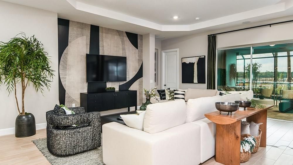 Interior, Living room, Recessed Lighting, Wood Texture Flooring