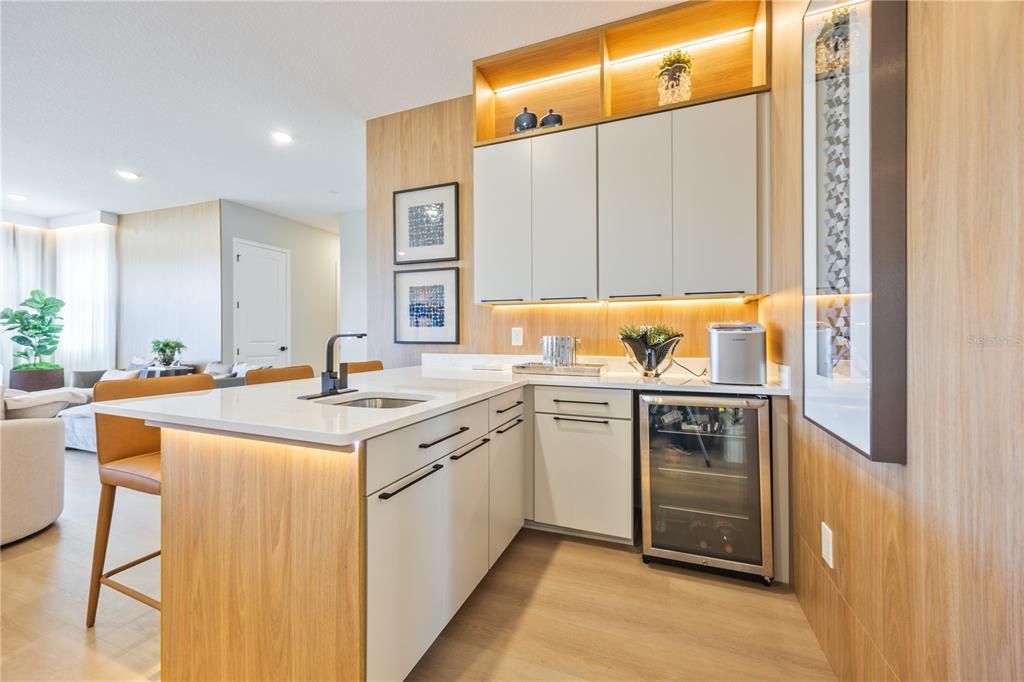 Interior, Kitchen, Recessed Lighting, Wood Texture Flooring