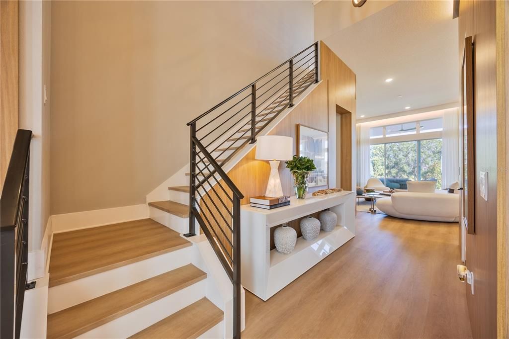 Interior, Living room, Recessed Lighting, Wood Texture Flooring