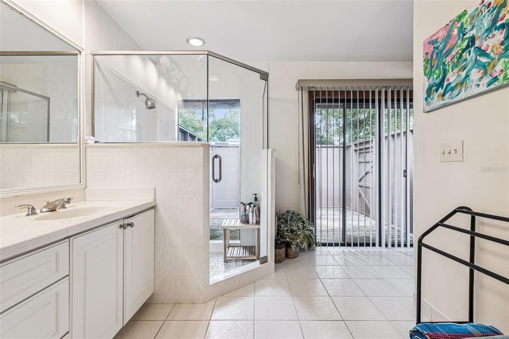 Bathroom, Glass Shower, Interior, Recessed Lighting
