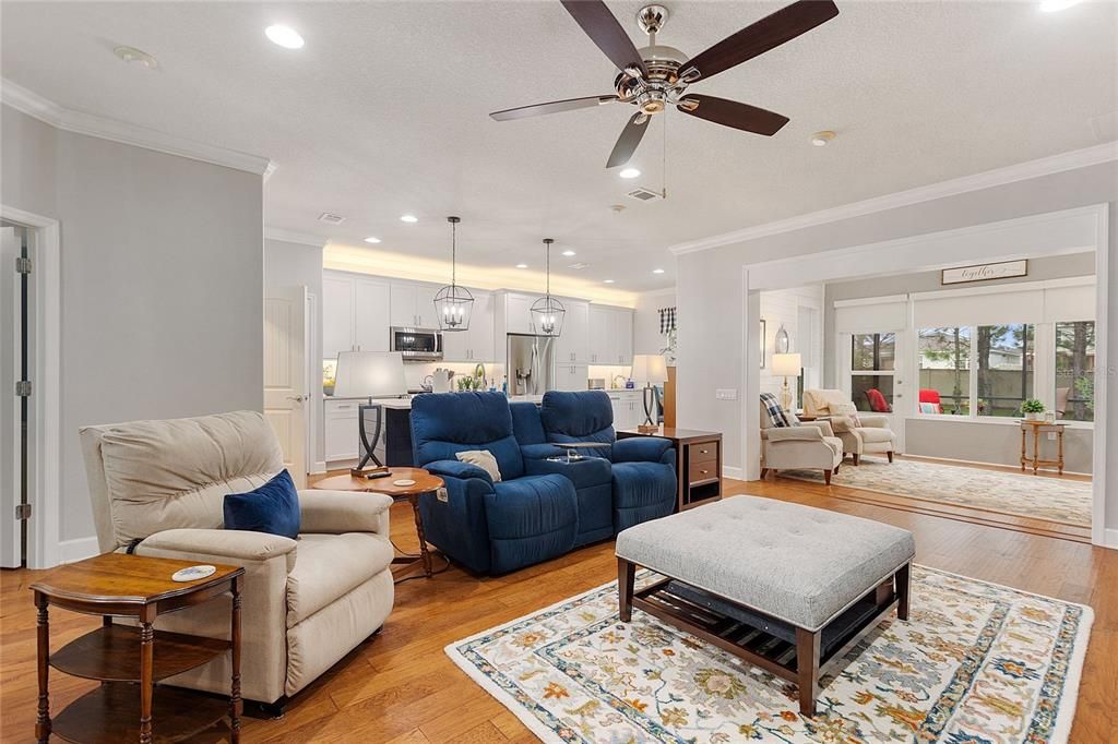 Interior, Kitchen, Living room, Pendant Lights, Recessed Lighting, Stainless Steel Appliances, Wood Texture Flooring