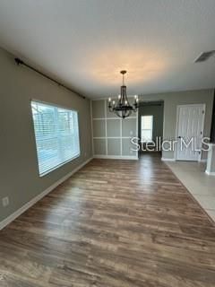 Chandelier, Empty room, Interior, Wood Texture Flooring