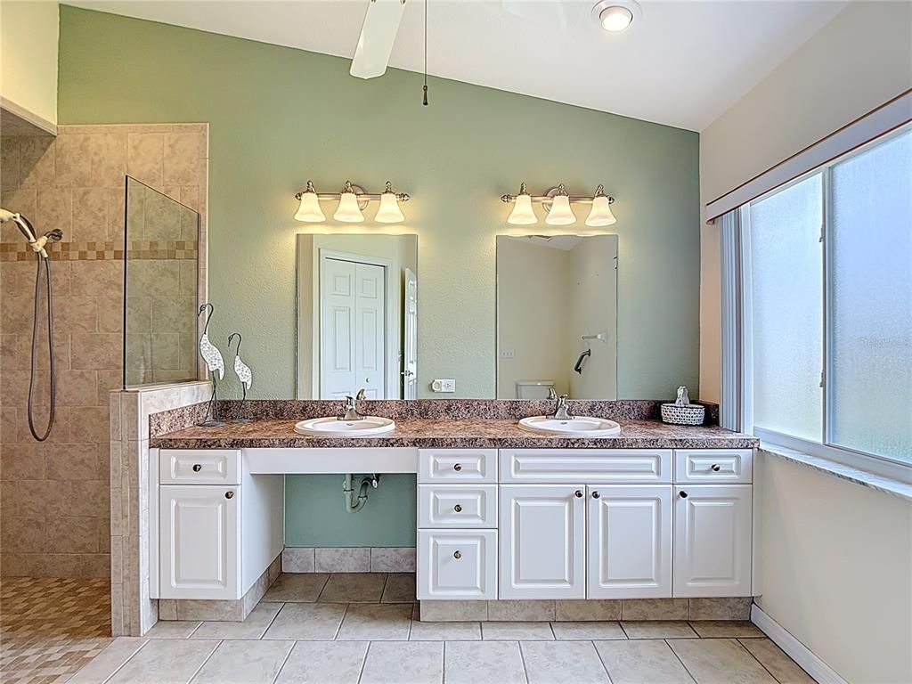 Bathroom, Dual Sink Vanities, Glass Shower, Interior, Recessed Lighting