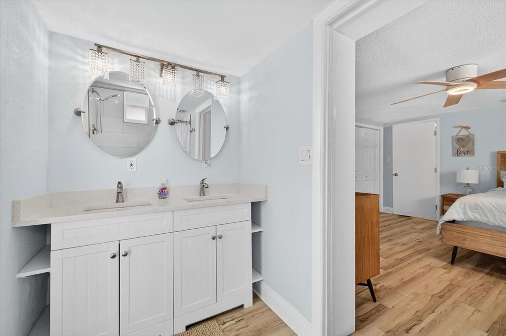 Bathroom, Bedroom, Dual Sink Vanities, Interior, Wood Texture Flooring