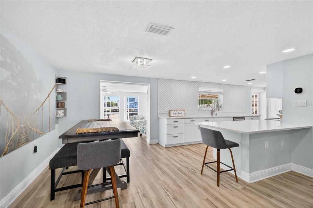 Interior, Kitchen, Recessed Lighting, Wood Texture Flooring