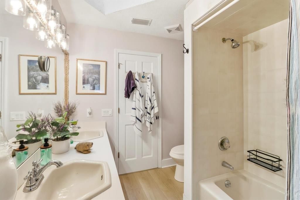 Bathroom, Dual Sink Vanities, Interior, Wood Texture Flooring