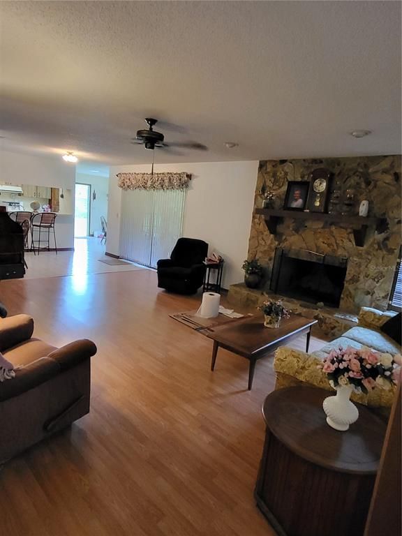 Fireplace, Interior, Living room, Stone Walls, Wood Texture Flooring