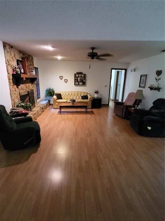 Fireplace, Interior, Living room, Stone Walls, Wood Texture Flooring