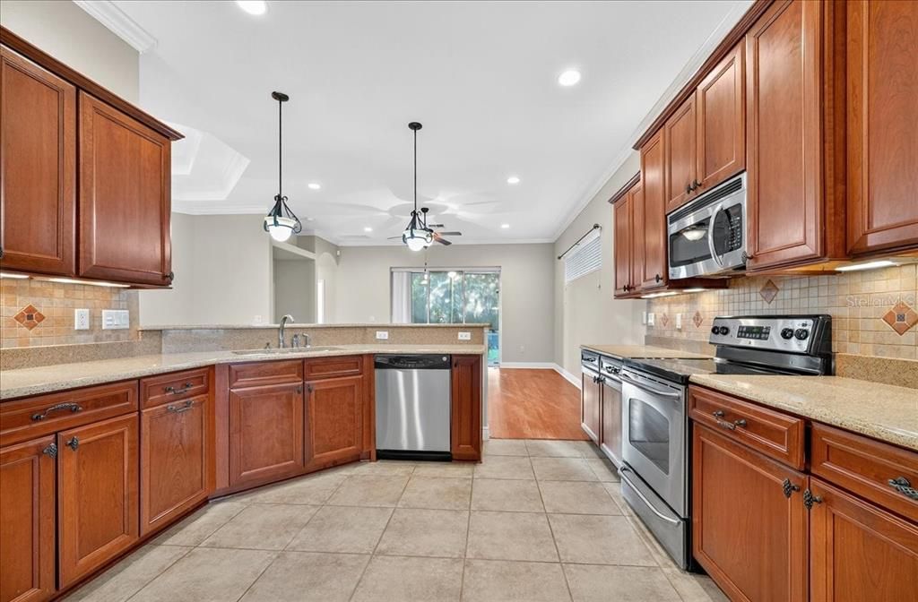 Interior, Kitchen, Pendant Lights, Recessed Lighting, Stainless Steel Appliances