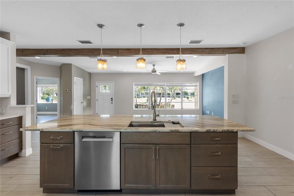 Interior, Kitchen, Pendant Lights, Wooden Beams