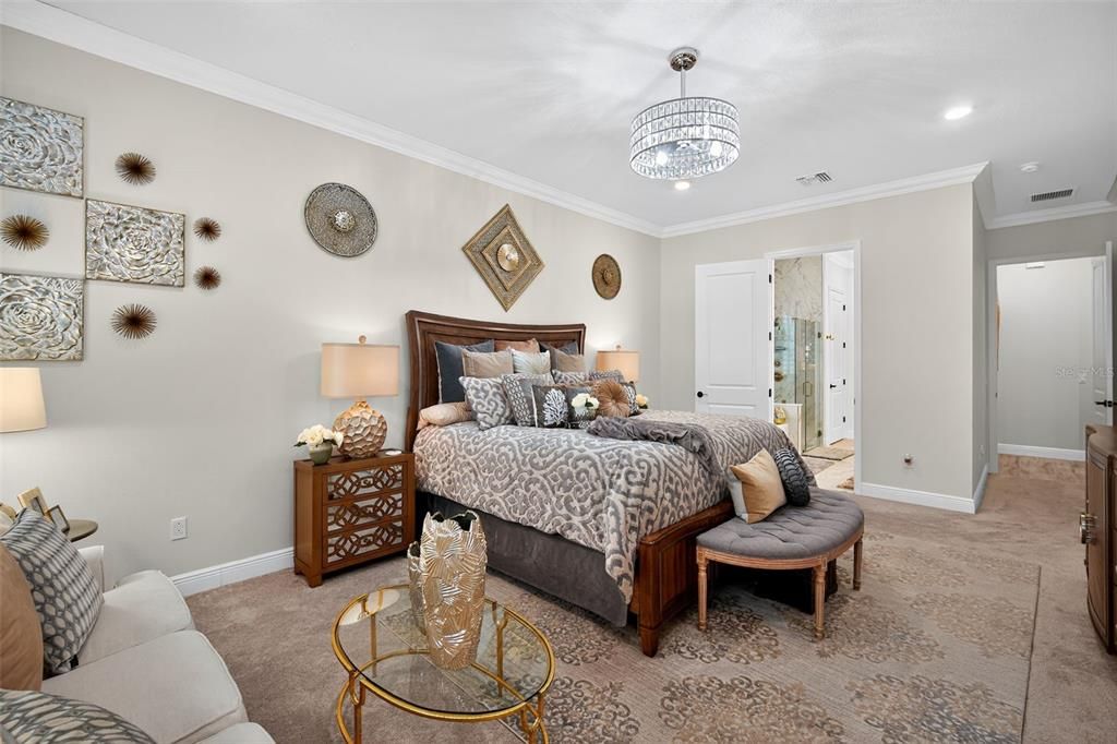 Bedroom, Chandelier, Interior, Recessed Lighting