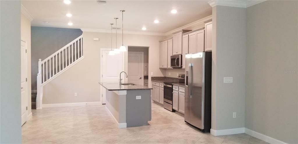 Interior, Kitchen, Pendant Lights, Recessed Lighting, Stainless Steel Appliances