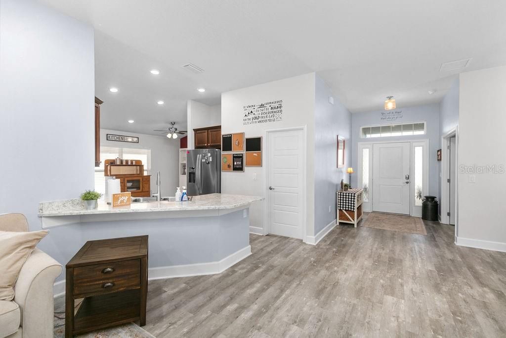 Interior, Kitchen, Recessed Lighting, Wood Texture Flooring