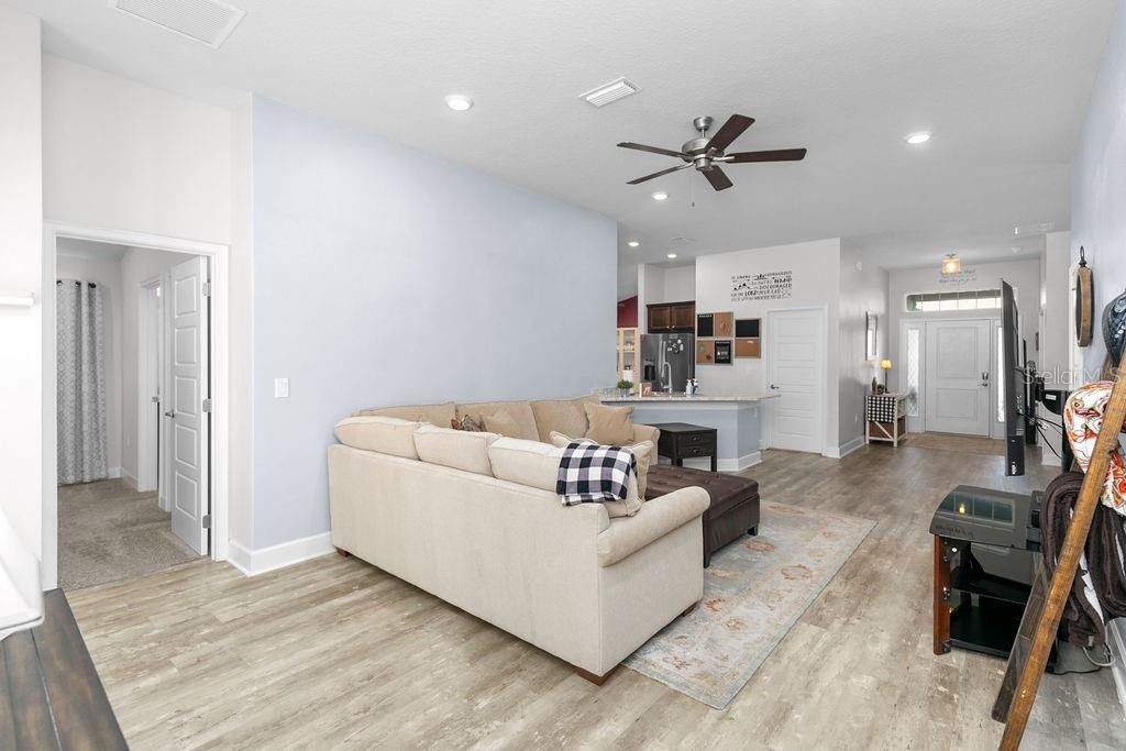 Interior, Kitchen, Living room, Recessed Lighting, Wood Texture Flooring