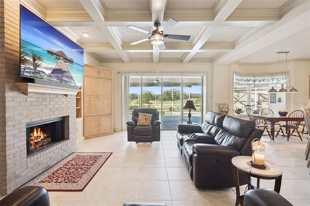 Dining room, Fireplace, Interior, Living room, Pendant Lights, Recessed Lighting