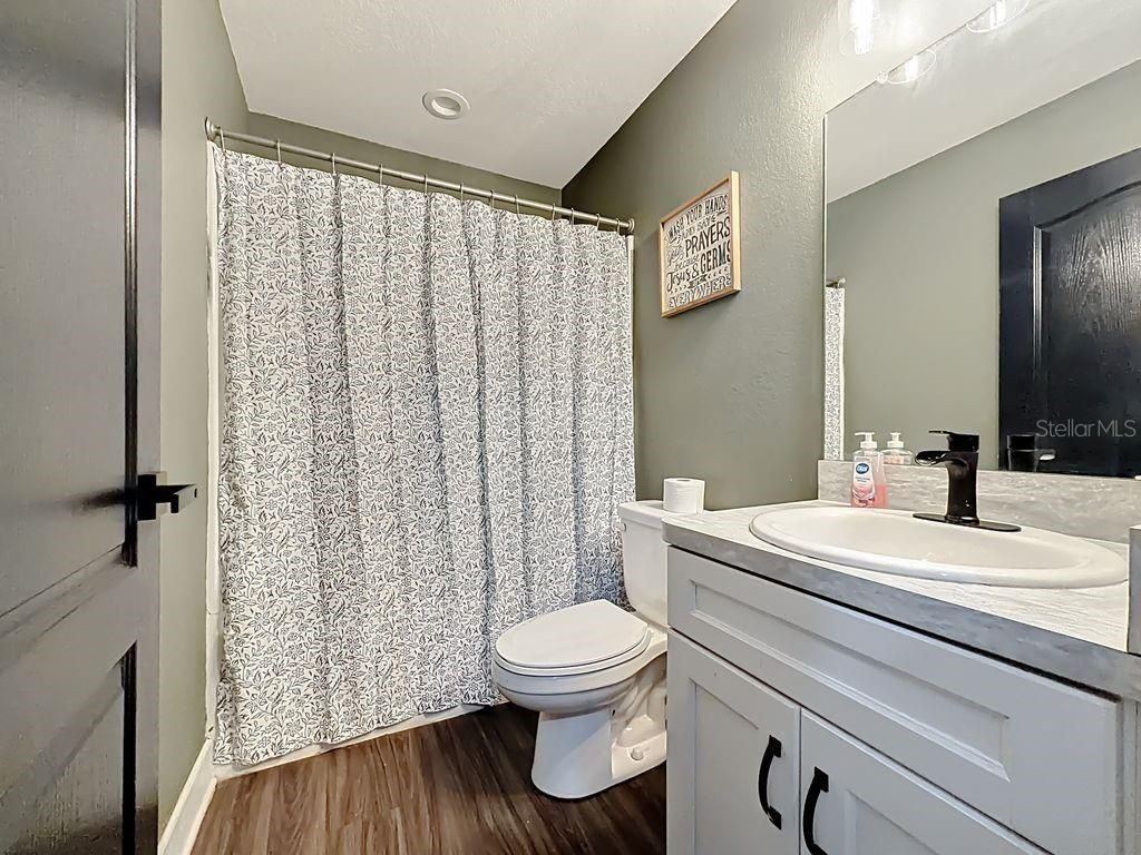 Bathroom, Interior, Recessed Lighting, Wood Texture Flooring