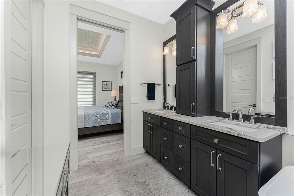 Bathroom, Bedroom, Dual Sink Vanities, Interior, Wood Texture Flooring