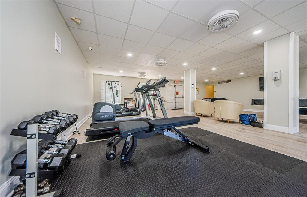 Fitness Equipment, Interior, Recessed Lighting, Wood Texture Flooring